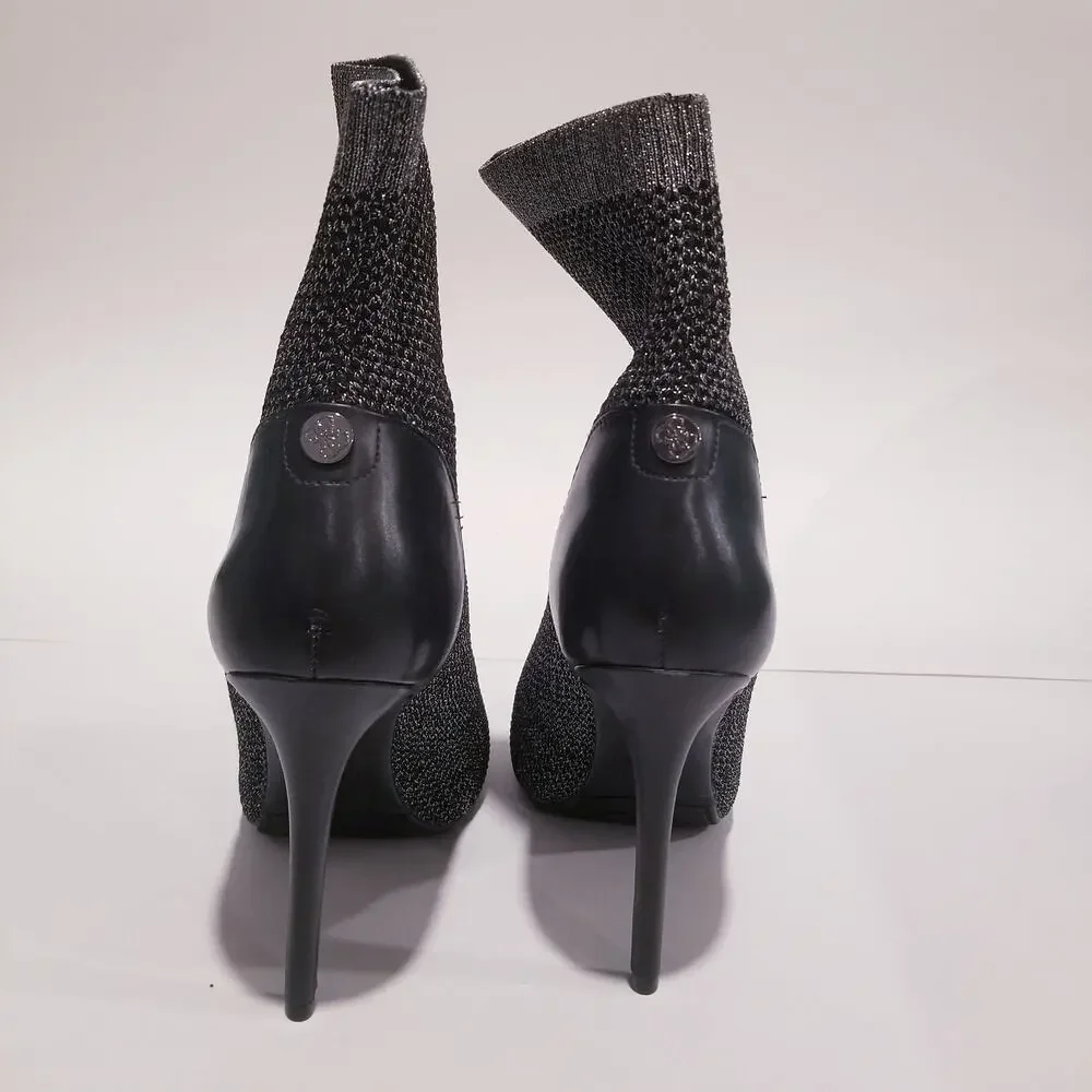 GUESS Shimmer Peep Toe Ankle Boots Stiletto Heels Party Shoes